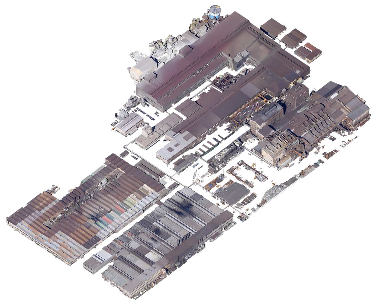 Isolated satellite imagery of a car manufacturing plant