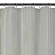 a light gray striped shower curtain